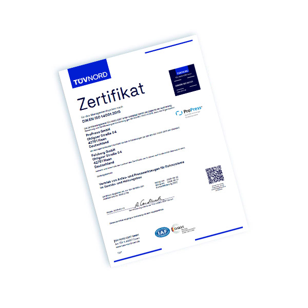 Zertifikat DIN EN ISO 14001:2015